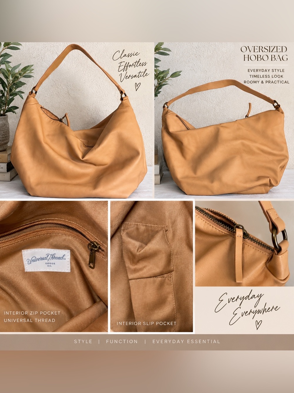 Universal Thread Caramel Tan Oversized Hobo Bag